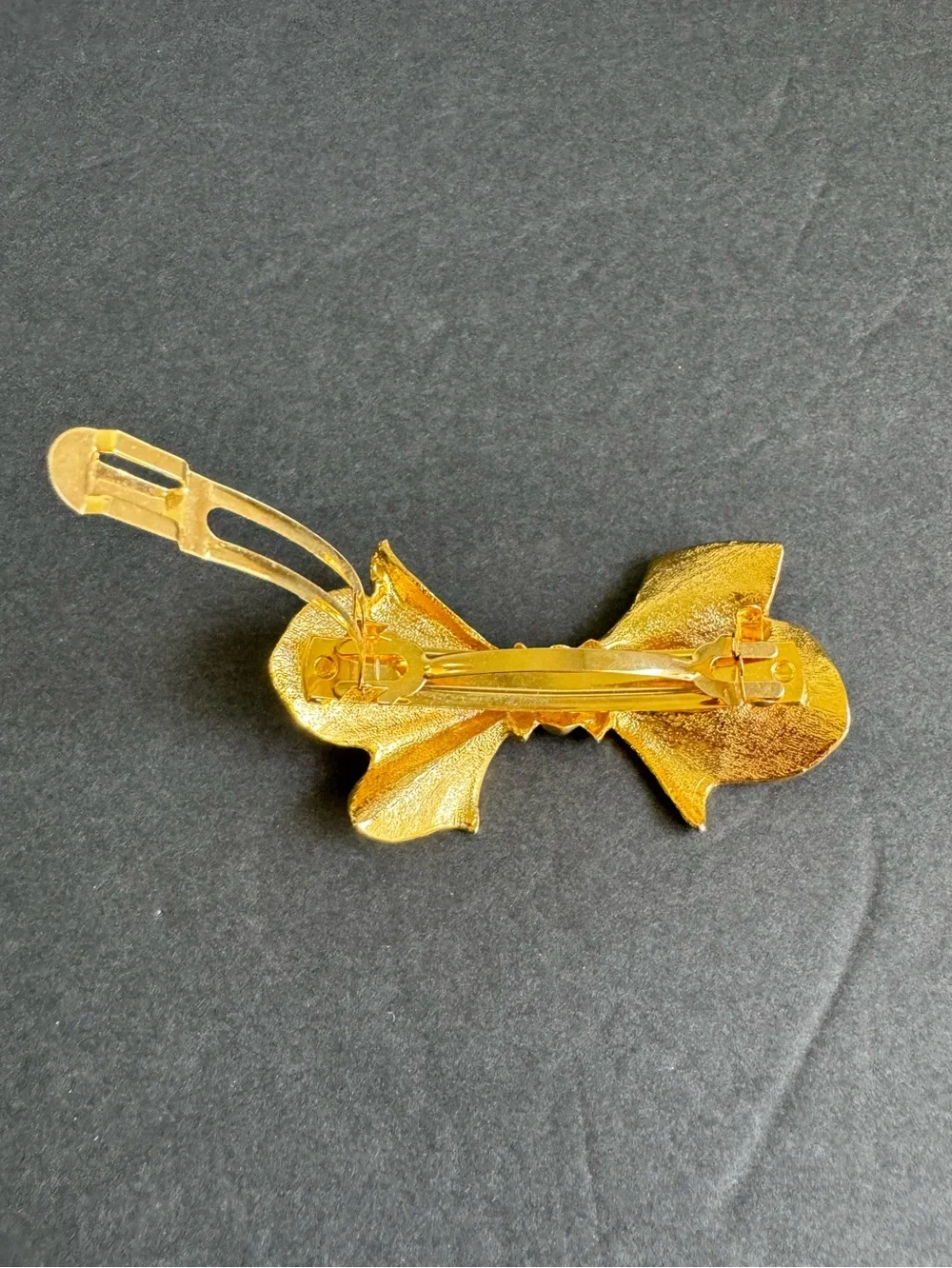 Vintage Bow Hair Clip Gold‎ Tone Large Barrette 90s Y2K Coquette Feminine